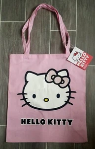 New HELLO KITTY Glittery Pink 100% Cotton Canvas Shopper Tote Bag - Picture 1 of 3