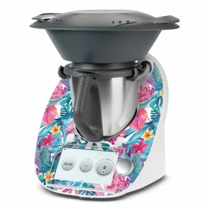 Tropical Hibiscus Palm Sticker Decal to fit Thermomix TM5 TM6 Aussie Made Wrap - Picture 1 of 4