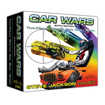 Steve Jackson Games Car Wars Two Player Starter Set Blue/Green - New - Image 1 of 4