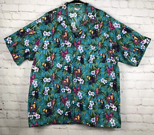 Barefoot Paradise Vintage Hawaiian Tropical Camp Shirt XL Parrots - Picture 1 of 5
