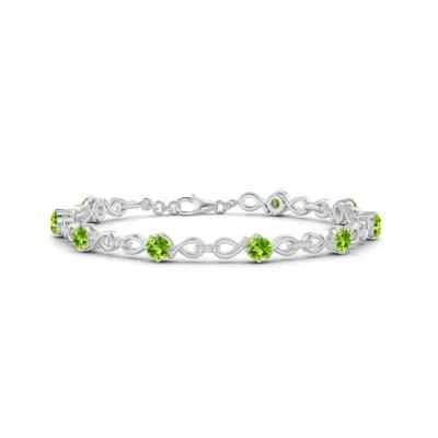 Lab-created Peridot & Diamond women wedding anniversary Bracelet in 925 Silver - Image 1 of 2