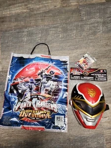 MMPR Power Rangers Red Ranger Hard Costume Bandai Megaforce & RARE CARD Bag - Picture 1 of 3