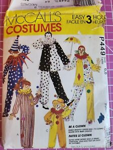 McCALL'S Clown Costume Sewing Pattern P449 For Children Size 6/8 UC 🧵🪡 🤡