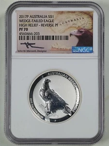 Australia 2017P 1oz High Relief Wedge-Tailed Eagle Reverse PF70 NGC 4560466-203 - Picture 1 of 2