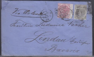 GB - BONITA CARTA 1874 a ALEMANIA BAVARIA con 2x SELLOS PERFIN!¡! - Imagen 1 de 3