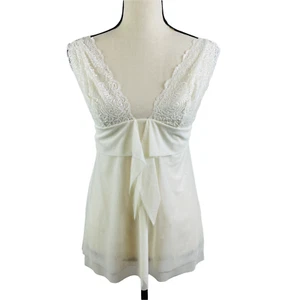 VICTORIA'S SECRET CREAM LACE AND MESH CAMISOLE CAMI LINGERIE TOP LARGE - Picture 1 of 11