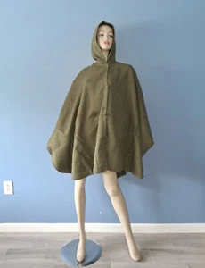 Capa/poncho/capa de alpaca para mujer con capucha abotonada PERÚ VERDE OLIVA 35X54 pulgadas - Imagen 1 de 10