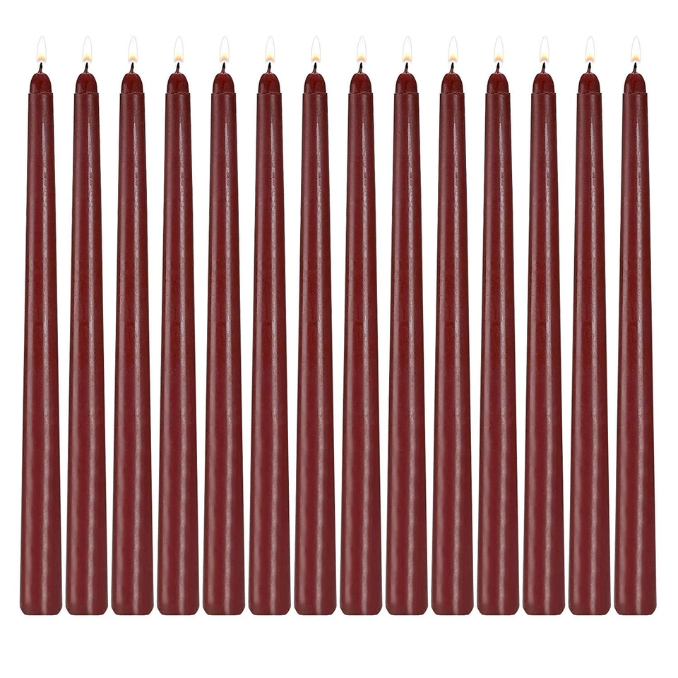 14 Pack Dark Red Taper Candles 12 Inch Tall 3/4 Inch Thick Burn 10 Hours (Bur...