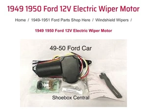1949 1950 Ford 12V Electric Wiper Motor Kit w/ shaft extension - Picture 1 of 5
