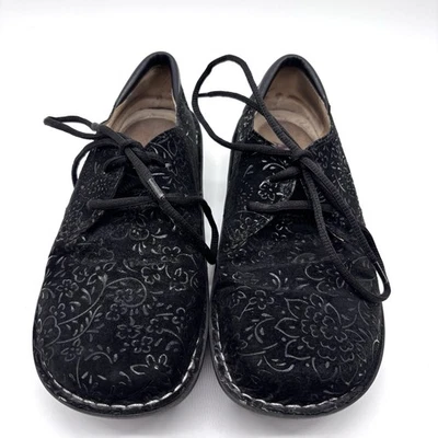 Sapatilhas oxfords femininas Alegria Bree Black Sprigs floral com cadarço UE 37 EUA 7/7,5 - Imagem 1 de 4