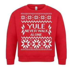 Adults Yule Never Walk Alone YNWA Festive Red Christmas Jumper - Picture 1 of 7