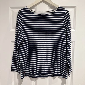 Joules Damen marineblau weiß gestreift 3/4 Ärmel Top Größe 16 - Bild 1 von 5