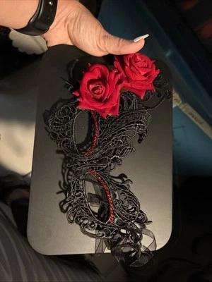 Mardi Gras Black Masquerade Mask black Roses Party Mask - Image 1 of 4