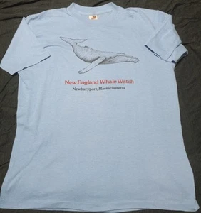 Vintage New England Whale Watch Shirt 1980s Single Stitch Massachusetts - Bild 1 von 2