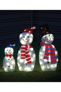 Christmas Decorations Snowman Family 3 Piece Set 75 LED Lights Outdoor 78cm 3763 - Picture 1 of 8