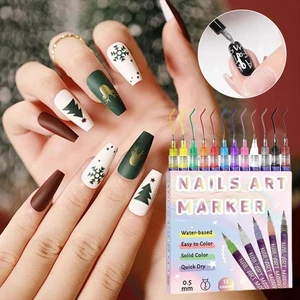 Set penne nail art 12 colori penna smalto 3D penna graffiti penna punteggiatura acrilico fai da te ✲ - Foto 1 di 10