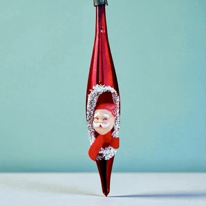 Quecksilber Glas Diorama Santa Träne Tropfen Weihnachtsschmuck Japan Glimmer Schnee 6" rot - Bild 1 von 10