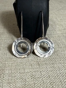 Orecchini pendenti Silpada argento sterling ossidato cerchio martellato disco - Foto 1 di 12