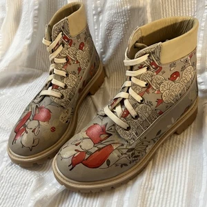 Damenstiefel veganes Leder - Forest Friends Fox And Bunny Größe 8,5 / 39 süß - Bild 1 von 7