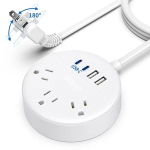 2 Prong Power Strip with USB-C, 1875W/15A 2 Prong to 3 Prong Outlet Adapter, ... - Bild 1 von 9