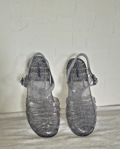 Cat & Jack durchsichtige Glitzer Gummi Sandalen Größe Fehldruck Erwachsene Größe 8 - Bild 1 von 10