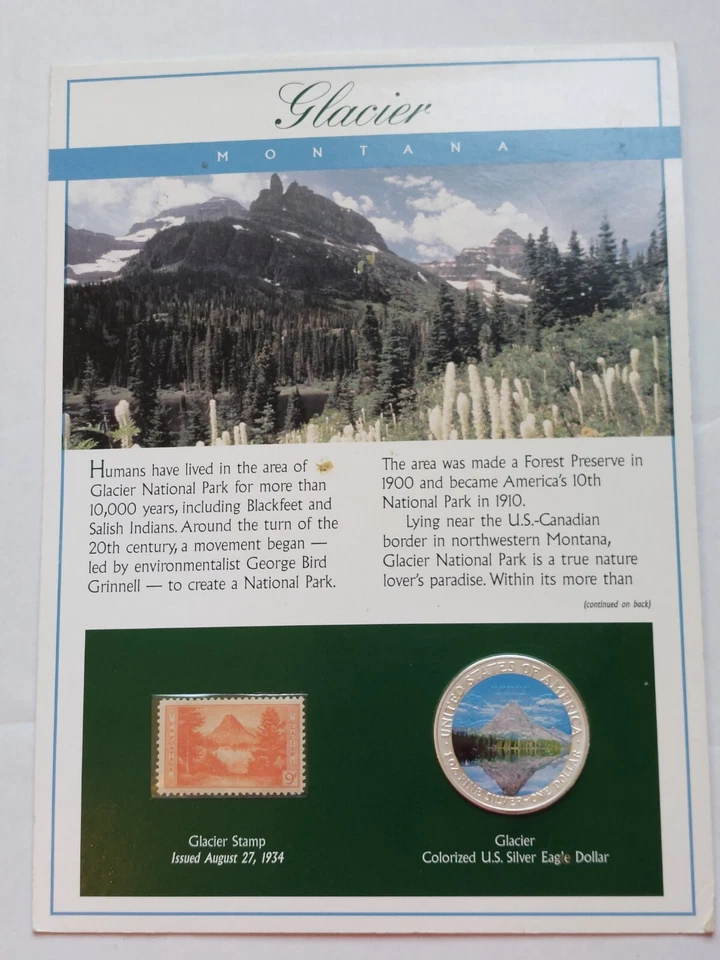 Glacier National Park Montana 2011 American Silver Eagle Coin & Stamp Set - Image 1 of 4