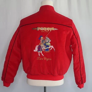 Chaqueta de Pana Roja Excalibur Hotel Casino Las Vegas De Colección Años 90 Talla L Bombardero Hipster - Imagen 1 de 9