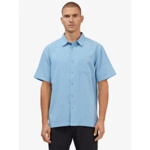 Quicksilver Waterman Collection Comfort Fit Short Sleeve Button Down Shirt in Bl - Picture 1 of 10