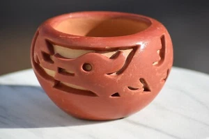 BARBARITA TAFOYA NARANJO SANTA CLARA POTTERY REDWARE PUEBLO GEOMETRIC BOWL VASE - Picture 1 of 11