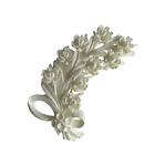 Vintage Floral Celluloid Plastic Brooch Cottagecore Coquette White Flower Pin