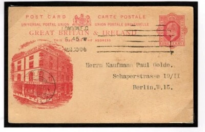 GB KEVII ADVERT Stationery UPU Card ILLUSTRATED *WEBSTER TEA* 1906 Germany E102a - Image 1 of 4