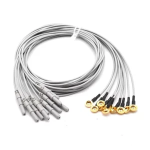 10pcs Din 1.5mm EEG Cable 10 leads Leadwires Golden Plated Cup Electrodes - Picture 1 of 2