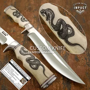 IMPACT CUTLERY RARE CUSTOM ART BOWIE KNIFE CAMEL BONE HANDLE - Picture 1 of 11
