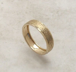 Size 8 Technibond Diamond Cut Edged Band Ring 14K Yellow Gold Plated 925 Silver - Picture 1 of 4