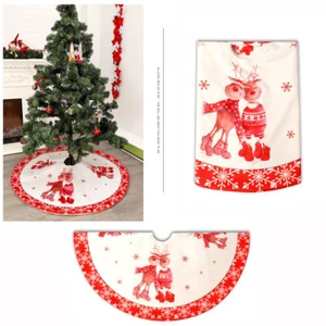 Christmas Tree Skirt Base Floor Mat Cover Carpet Aprons Xmas Party Decors Deer - Picture 1 of 6