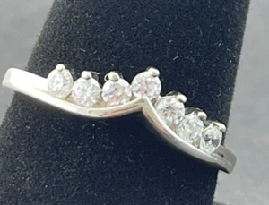 Estate Diamonique DQ CZ P 14K White Gold Cubic Zirconia Ring Guard Size 9.5 - Picture 1 of 13