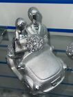 Just Married Bride Groom in Wedding Car Silver Crushed Diamond Ornament