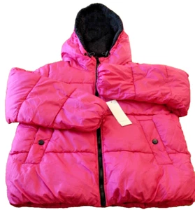 Madden Girl Womens Sz M Fuchia Pink Puffer Coat Heavy Warm Winter Hooded - Picture 1 of 7