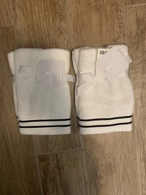 Hotel Balfour  White 100% Cotton Tip Towels 2 Set Made In Turkey - Image 1 of 2