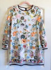 GB Girl's Embroidered Floral Dress Lined SZ XL 16 - 18 - Picture 1 of 4