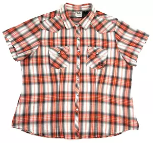 Harley Davidson Hemd Damen 2XL orange kariert Pearl Snap Western Kurzarm - Bild 1 von 6