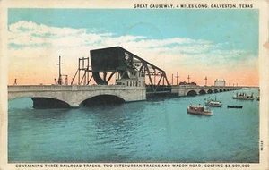 Postcard Great Causeway 4 Miles Long Galveston Texas TX WB 1931 - Picture 1 of 2