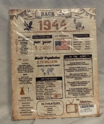 "Impresión en lienzo de cumpleaños de 80 años en 1944 11"" por 14""" Foto 1 de 4