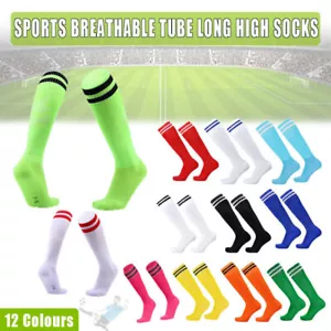 Mens Womens Sports Breathable Tube Long High Socks Knee Warm Casual Footy Soccer - Picture 1 of 24