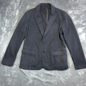 ARI Soho Jacket Mens 40 Black Cotton Denim Peak Lapel Surgeons Cuff Sport Coat - Picture 1 of 16