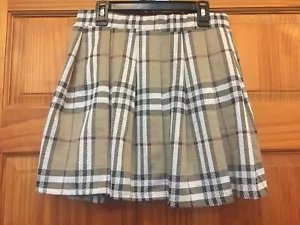 VTG Y2K Rue 21 Brown Plaid Mini Skater Skirt Twee Dark Academia Preppy Mod M USA - Picture 1 of 16