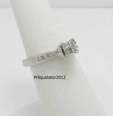 1/3CT Natural Diamond Halo Engagement Wedding Bridal Ring Band 10K White Gold - Image 1 of 4