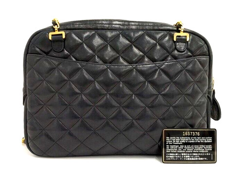 Borsa a tracolla CHANEL Matrasse catena pelle cocco oro nero