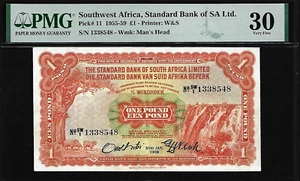 Southwest Africa 1 Pound 1958 PMG 30 P# 11 Standard Bank of SA Ltd. - Picture 1 of 4