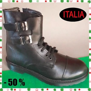 STIVALI UOMO pelle chelsea anfibi militari nero classico ITALIA VF - Foto 1 di 12